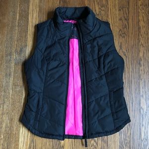 Aeropostale black pink zip puffer vest medium NWT